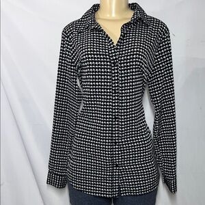 Jaclyn smith Black and White Houndstooth Women's Top ZS M